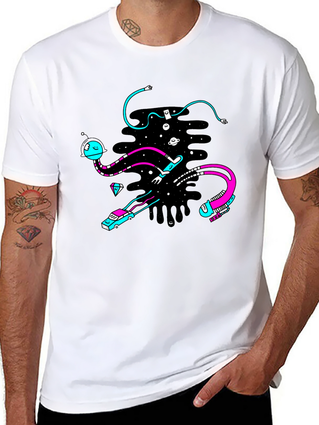 Abstract Space Black T-Shirt