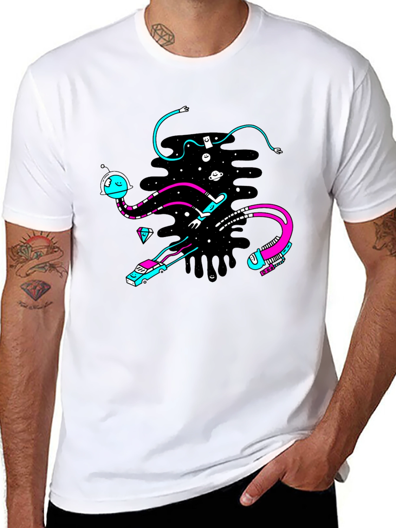 Abstract Space Black T-Shirt