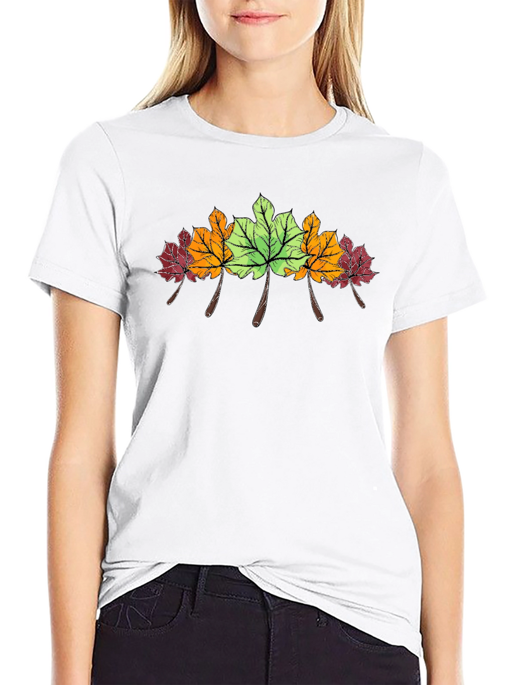 Autumn Leaves Graphic Tee - Nature Inspired Style