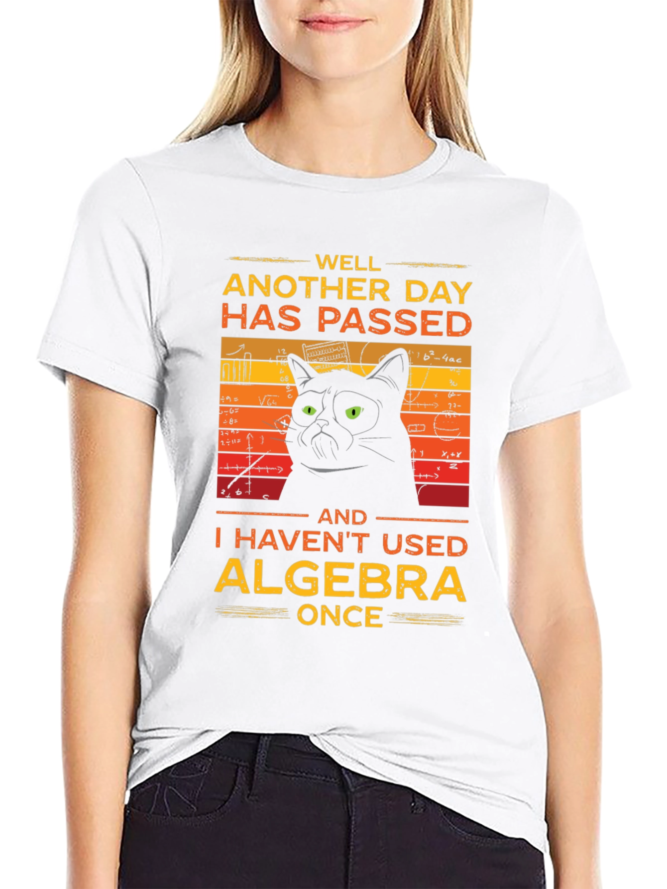 Funny Algebra Cat Graphic T-Shirt