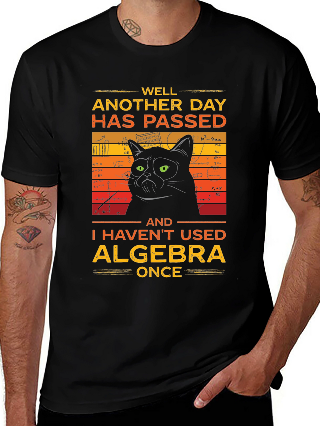 Funny Algebra Cat Graphic T-Shirt