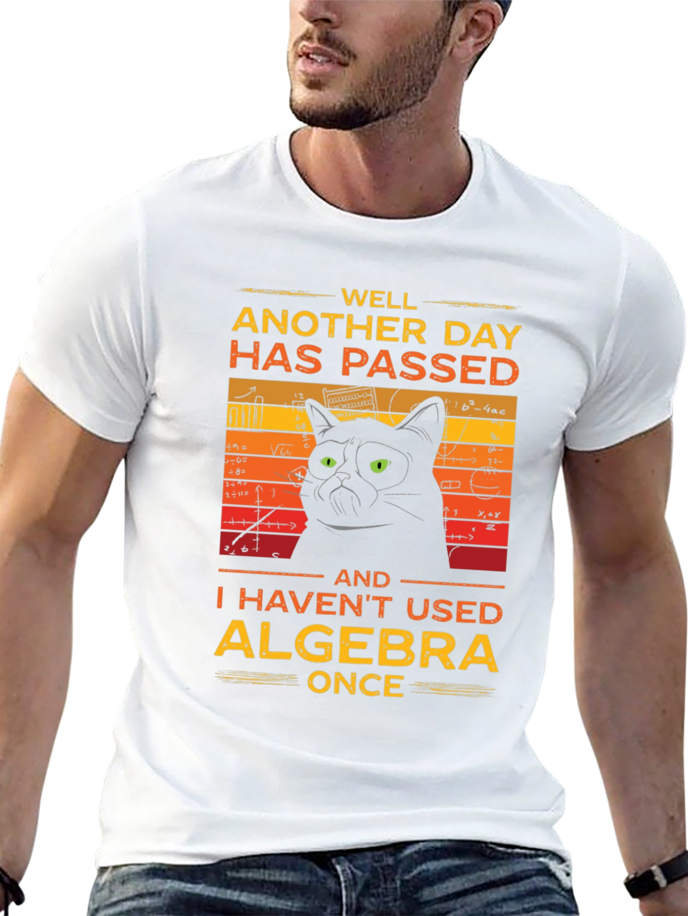 Funny Algebra Cat Graphic T-Shirt