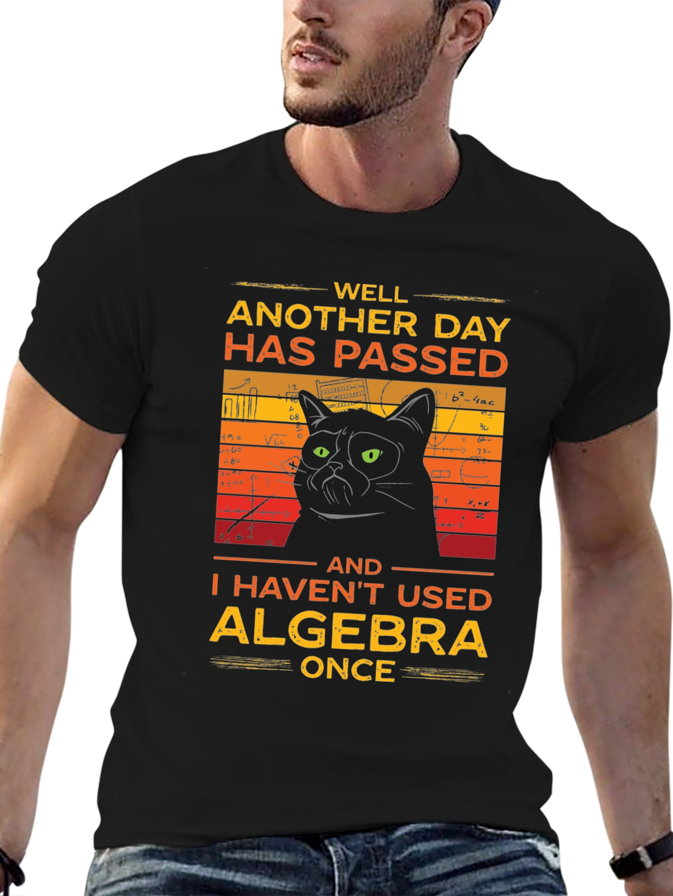 Funny Algebra Cat Graphic T-Shirt