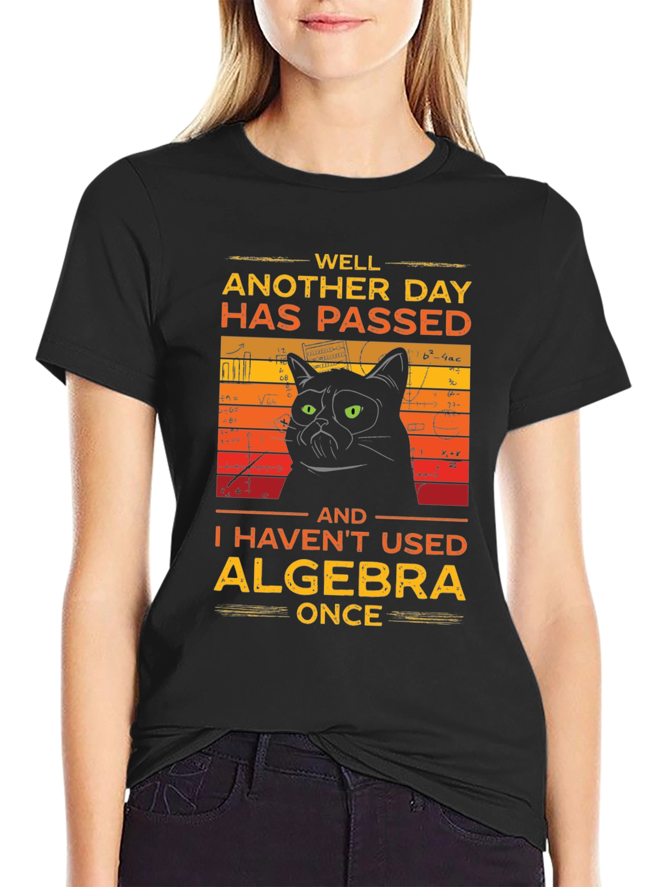 Funny Algebra Cat Graphic T-Shirt