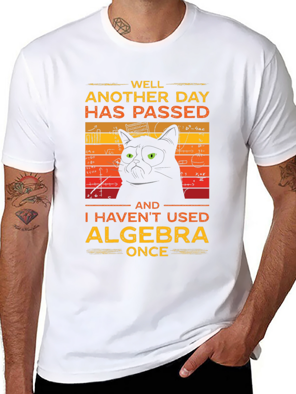 Funny Algebra Cat Graphic T-Shirt