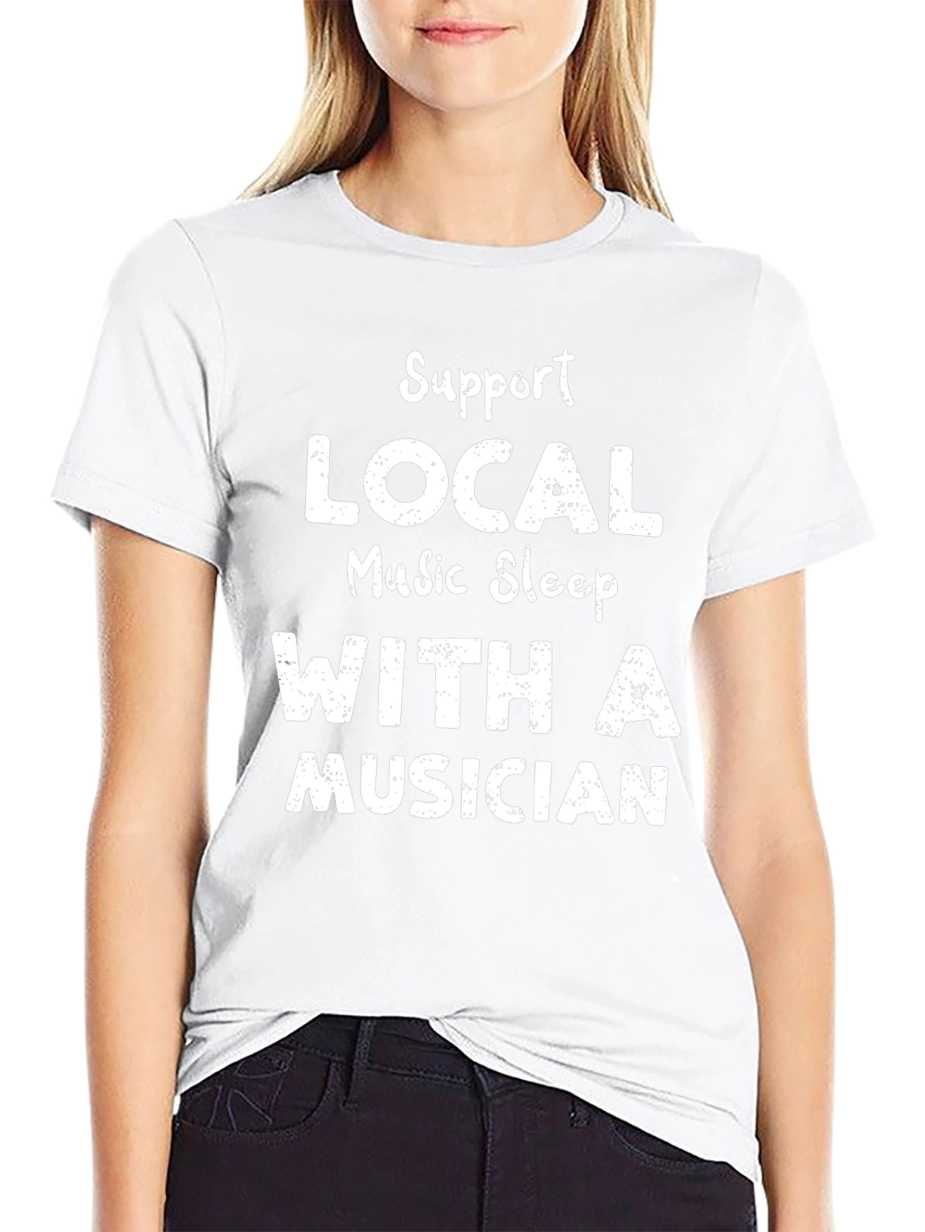 Support Local Music Sleep With Musician Black T-Shirt
