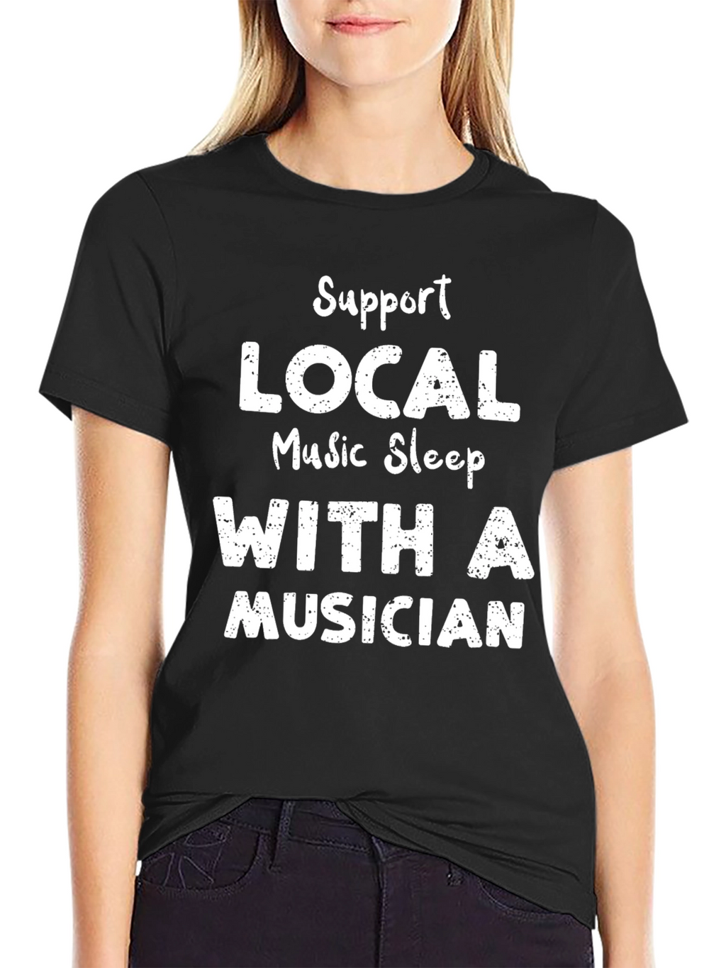 Support Local Music Sleep With Musician Black T-Shirt