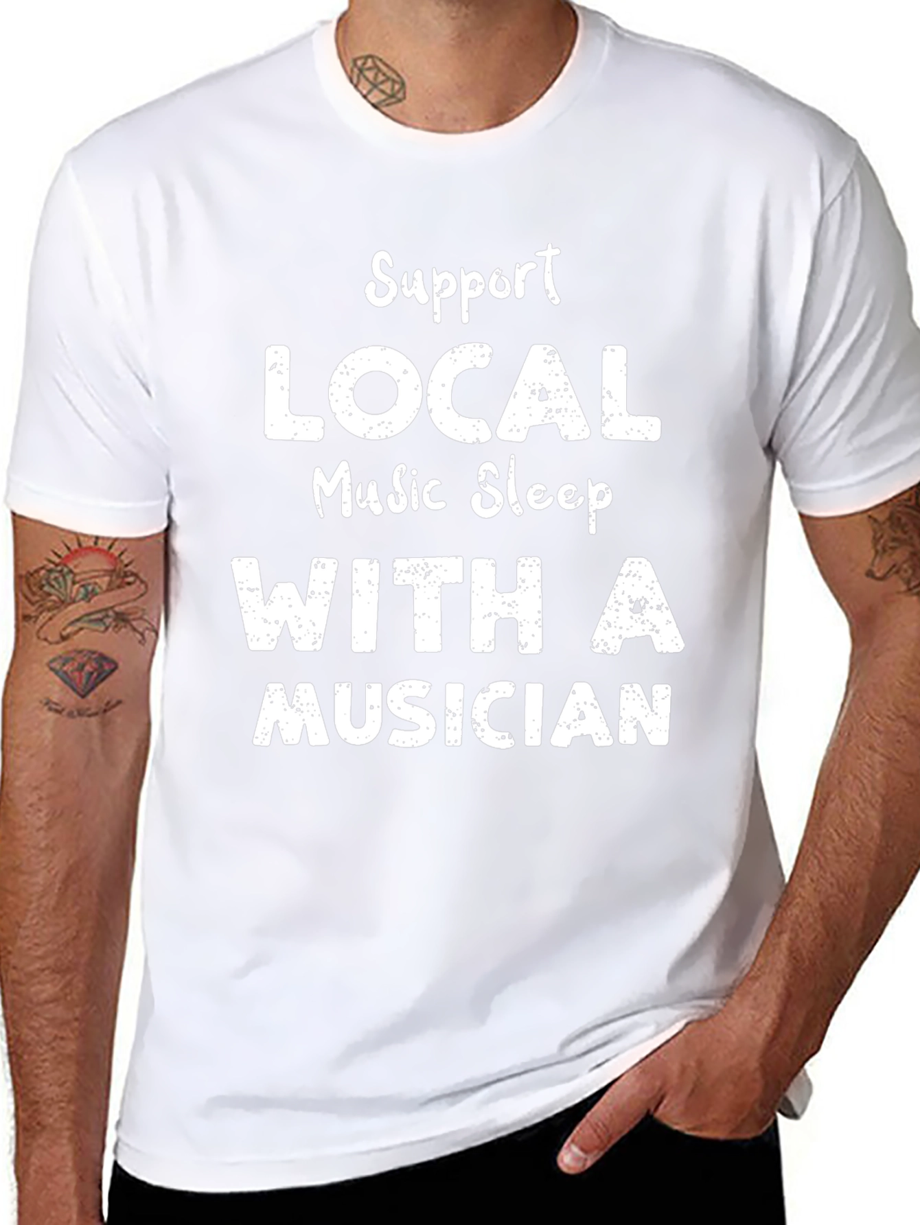 Support Local Music Sleep With Musician Black T-Shirt