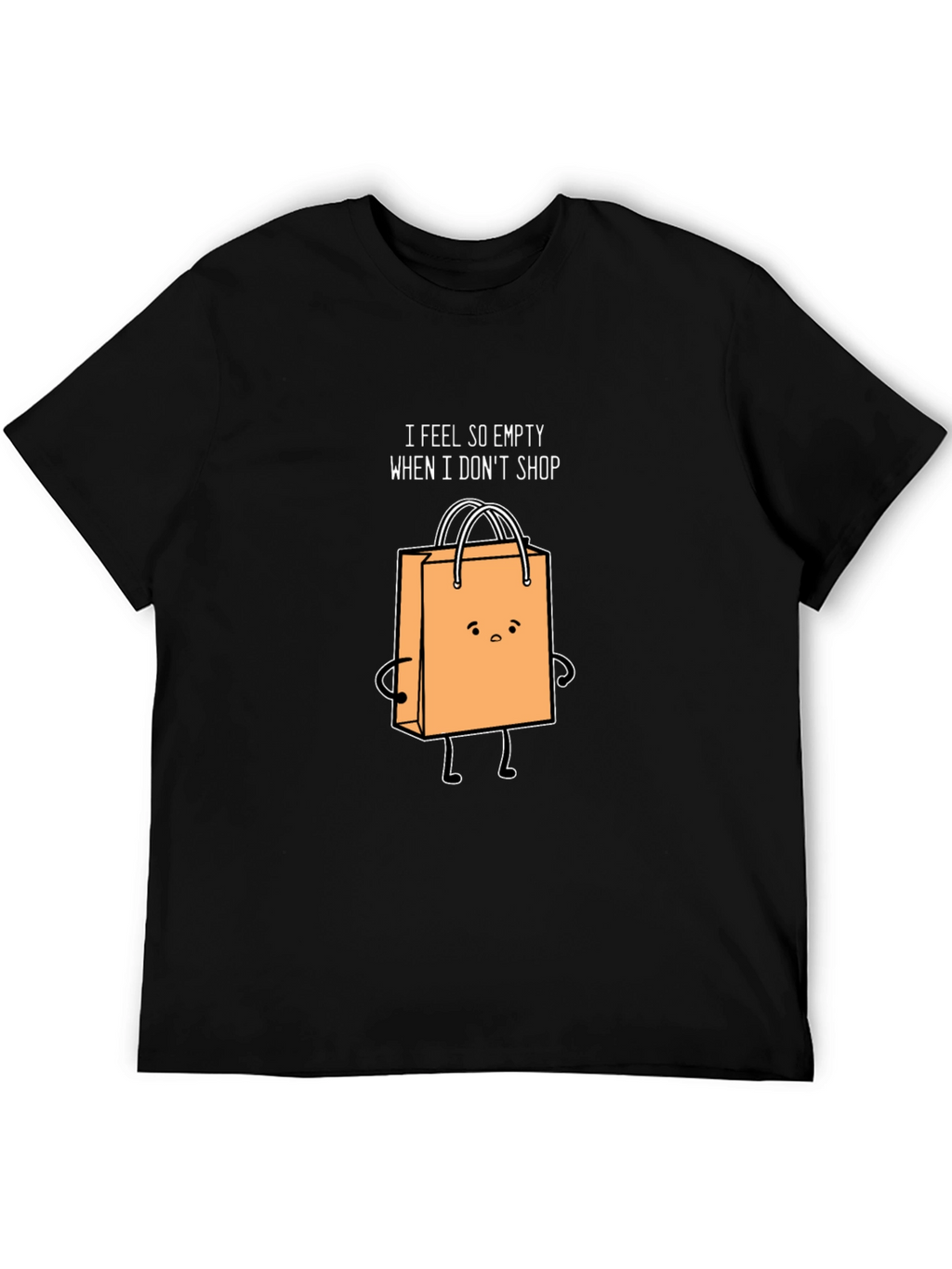 Funny Shopping Bag Graphic Black T-Shirt
