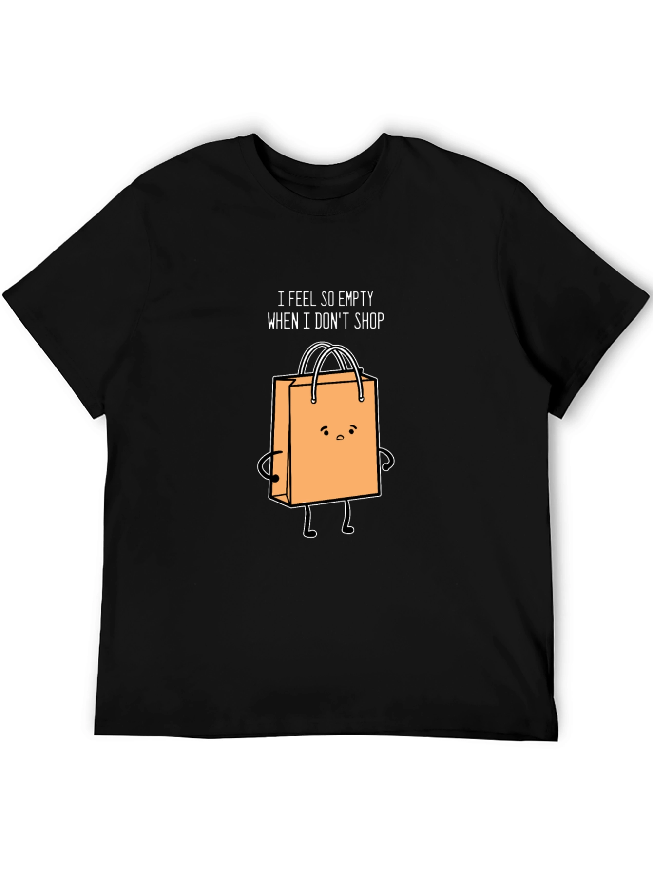 Funny Shopping Bag Graphic Black T-Shirt