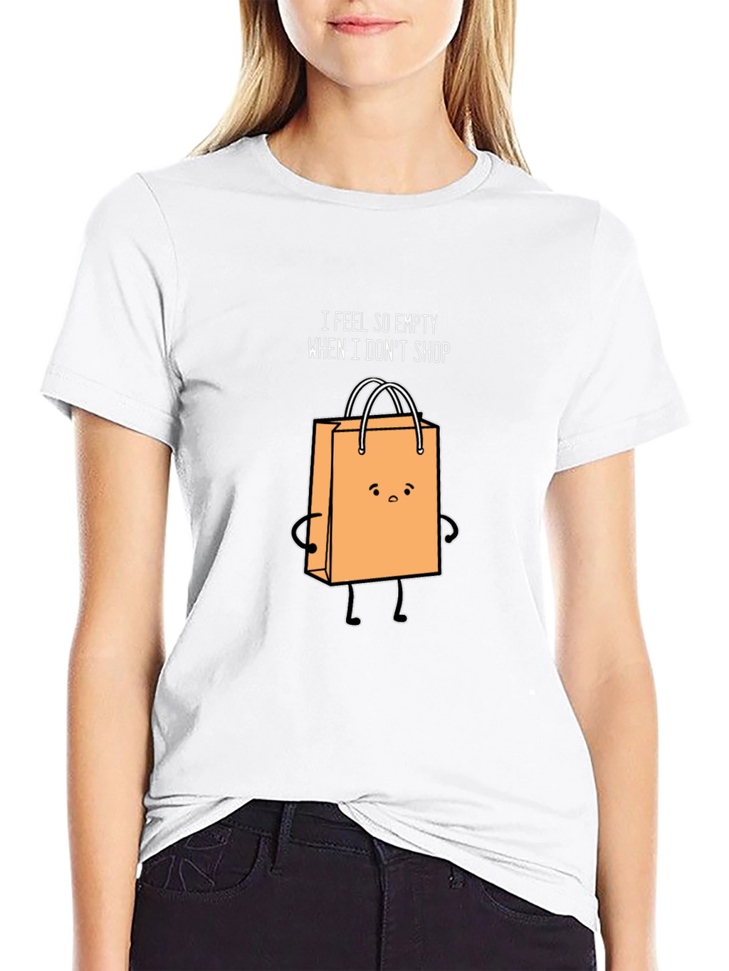 Funny Shopping Bag Graphic Black T-Shirt