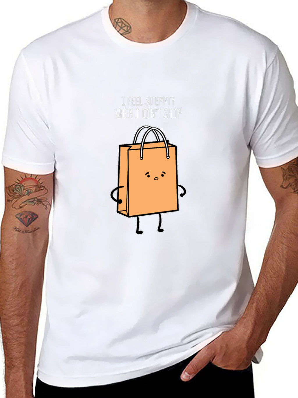 Funny Shopping Bag Graphic Black T-Shirt