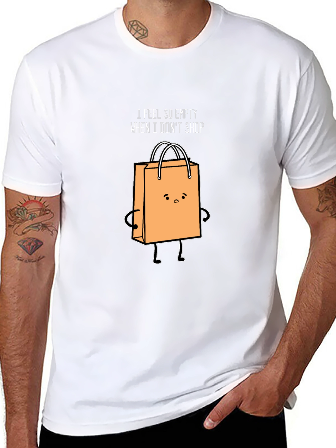 Funny Shopping Bag Graphic Black T-Shirt