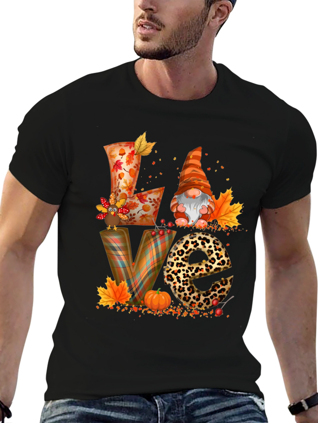 Fall Love Graphic T-Shirt Autumn Thanksgiving