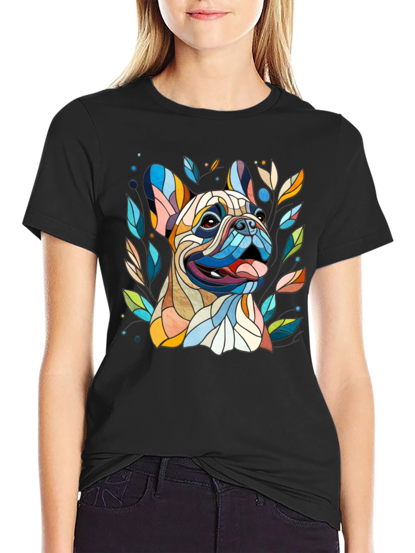 Dog Art T-Shirt - Unique Colorful Bulldog Design