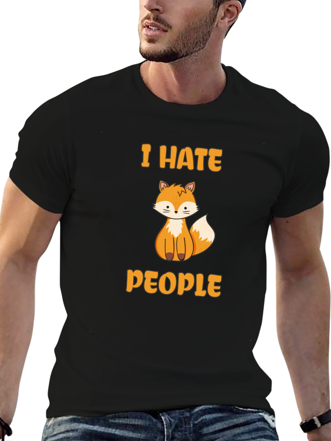 I Hate People Fox Graphic T-Shirt - Novelty Tee