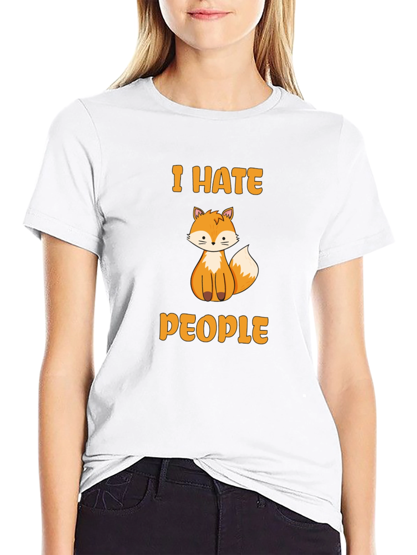 I Hate People Fox Graphic T-Shirt - Novelty Tee