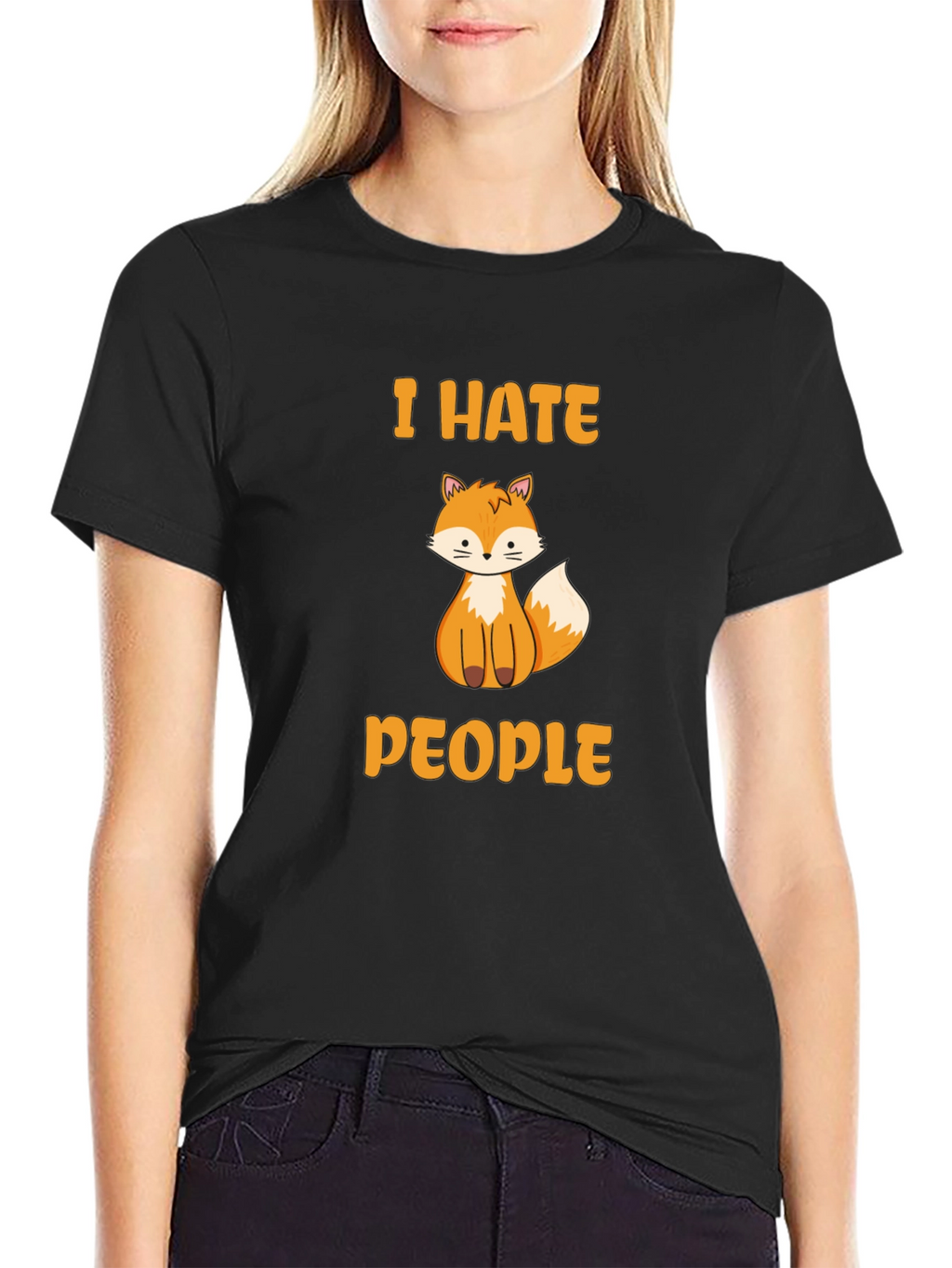 I Hate People Fox Graphic T-Shirt - Novelty Tee