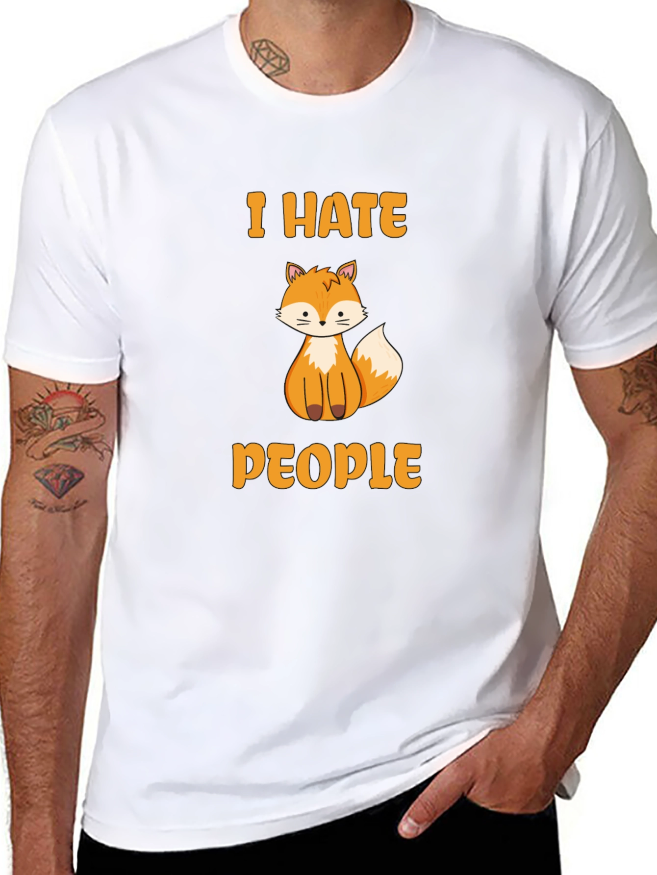 I Hate People Fox Graphic T-Shirt - Novelty Tee