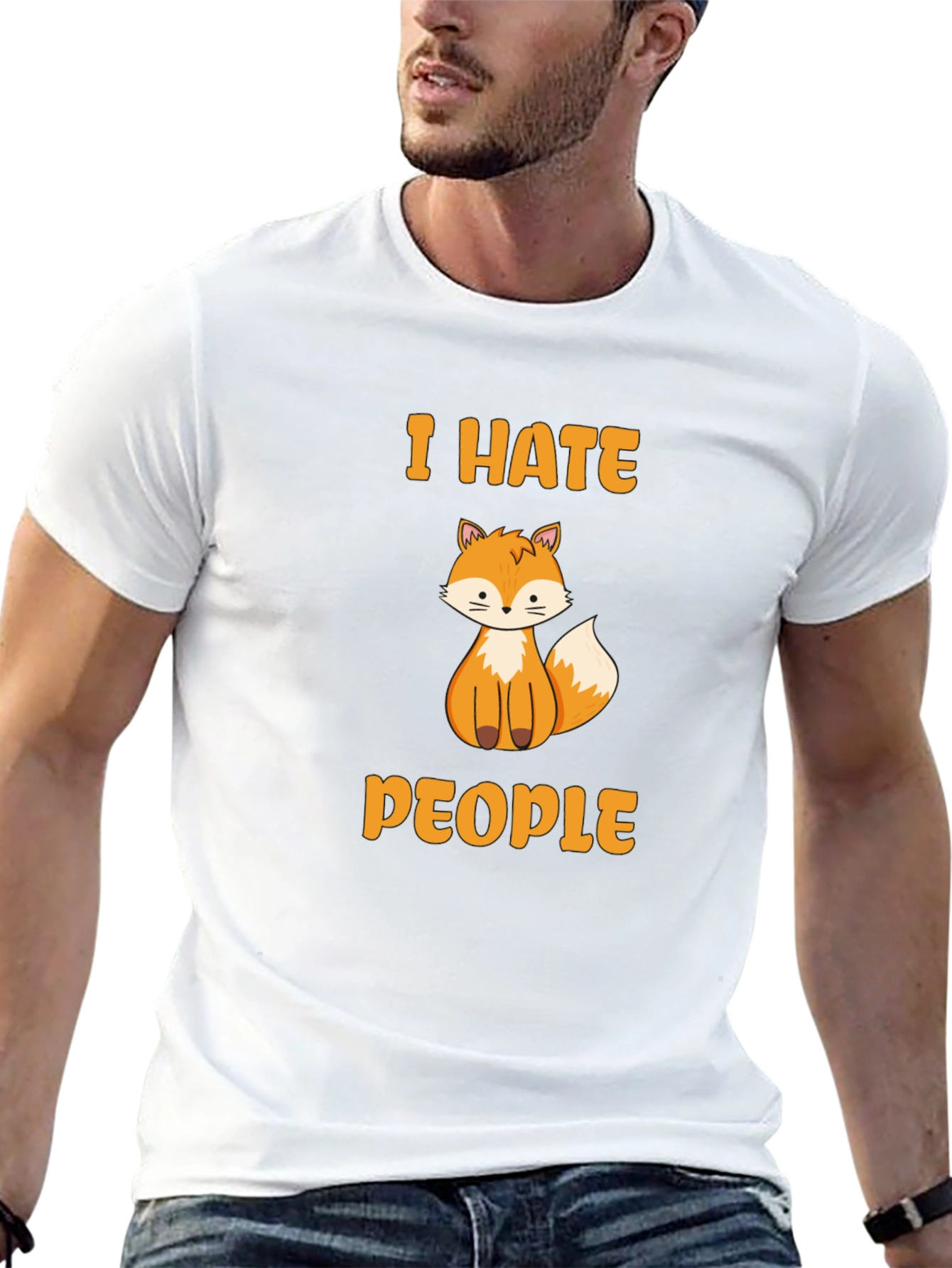 I Hate People Fox Graphic T-Shirt - Novelty Tee