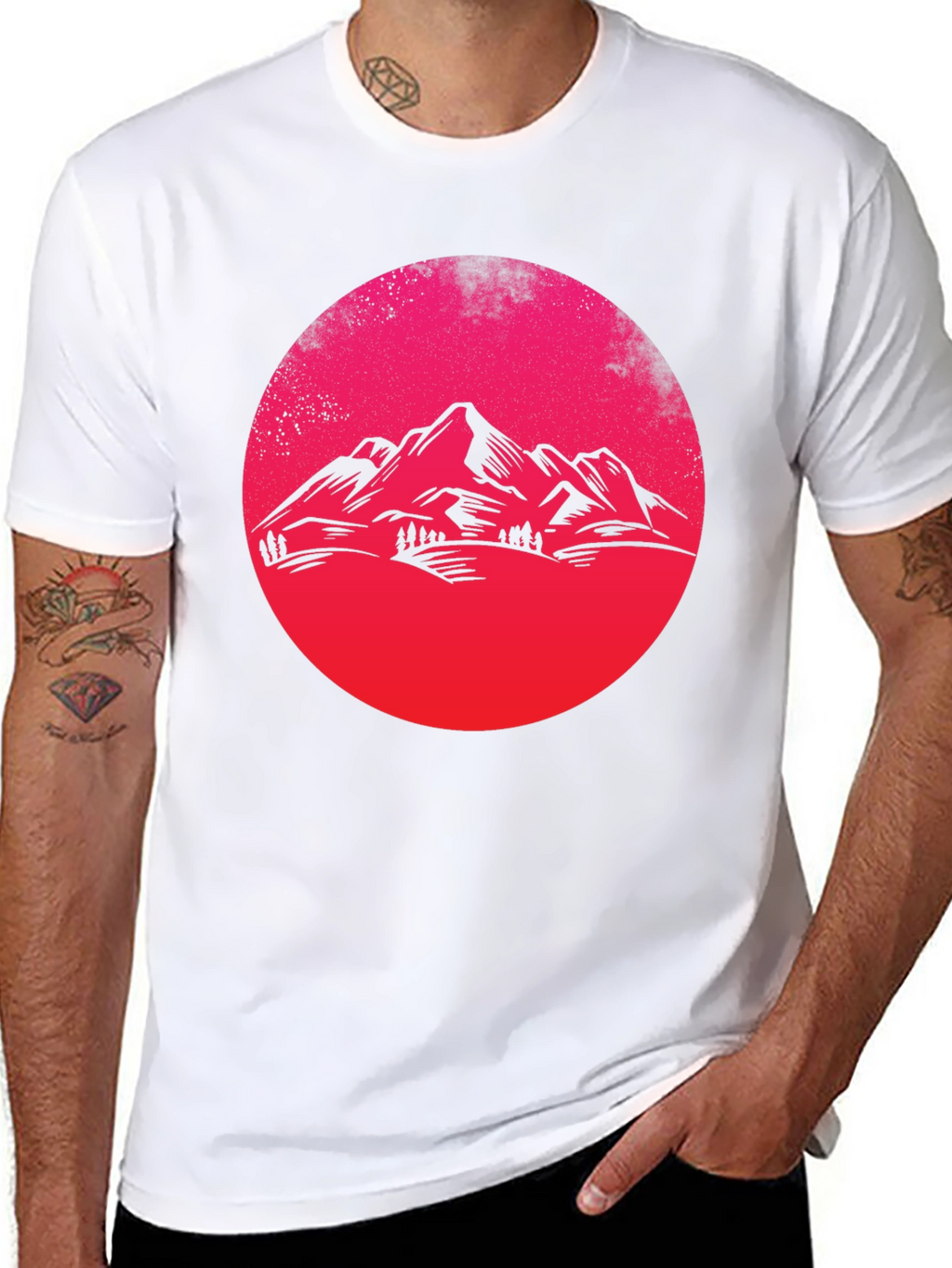 Mountain Sunset Graphic Tee - Black