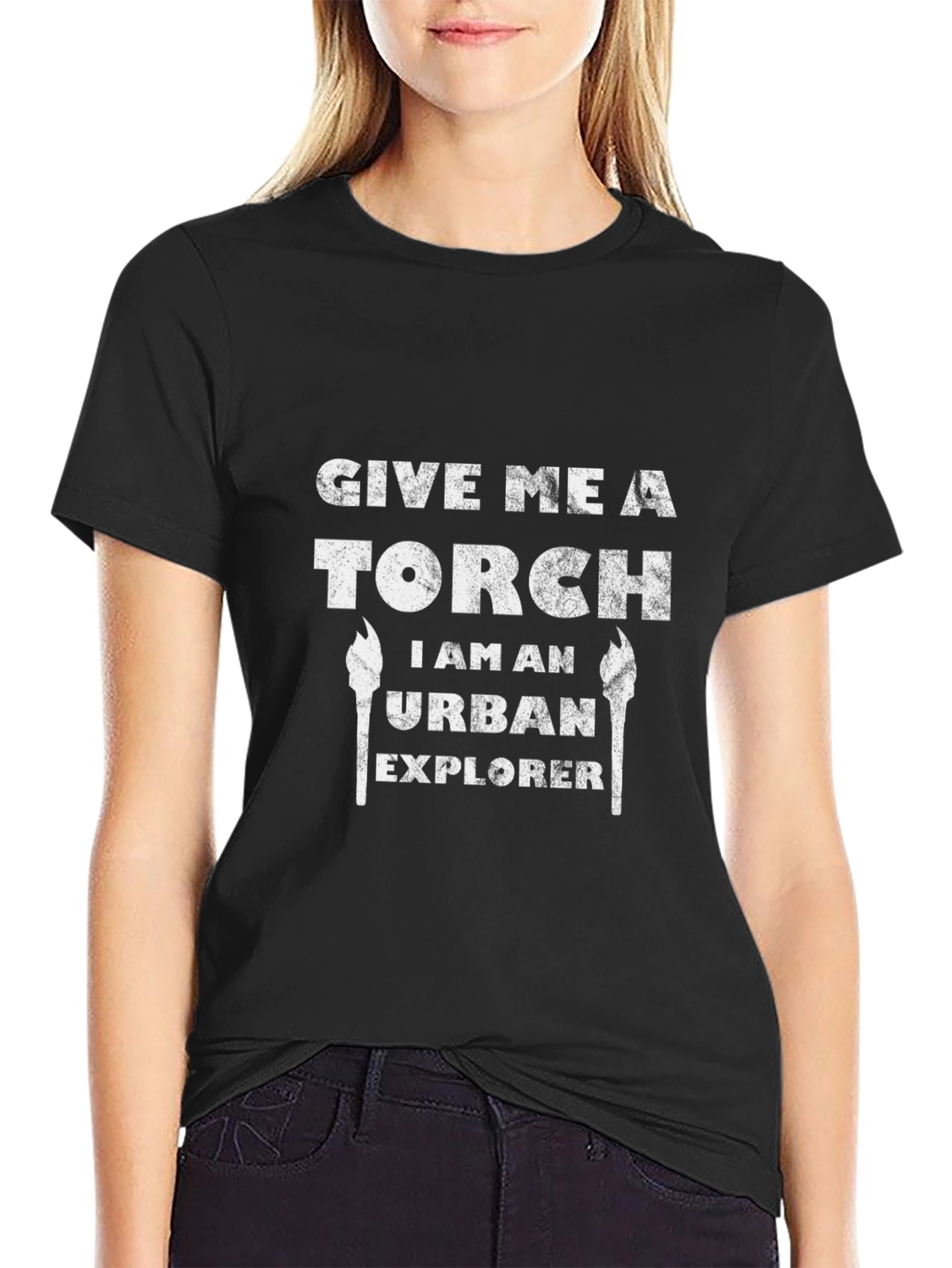 Give Me a Torch Urban Explorer Black Graphic Tee