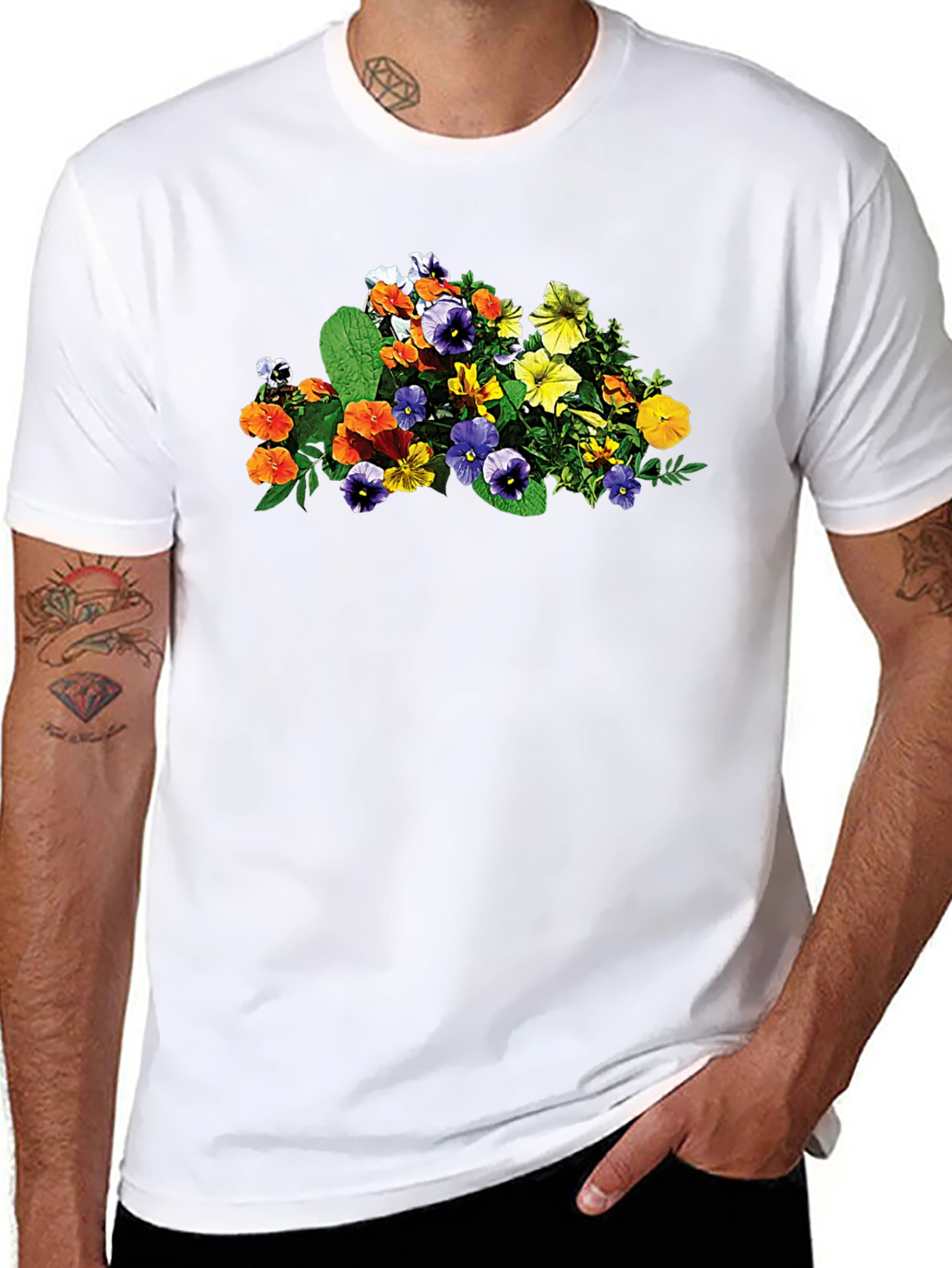 Floral Print Black T-Shirt - Stylish & Comfortable Casual Wear