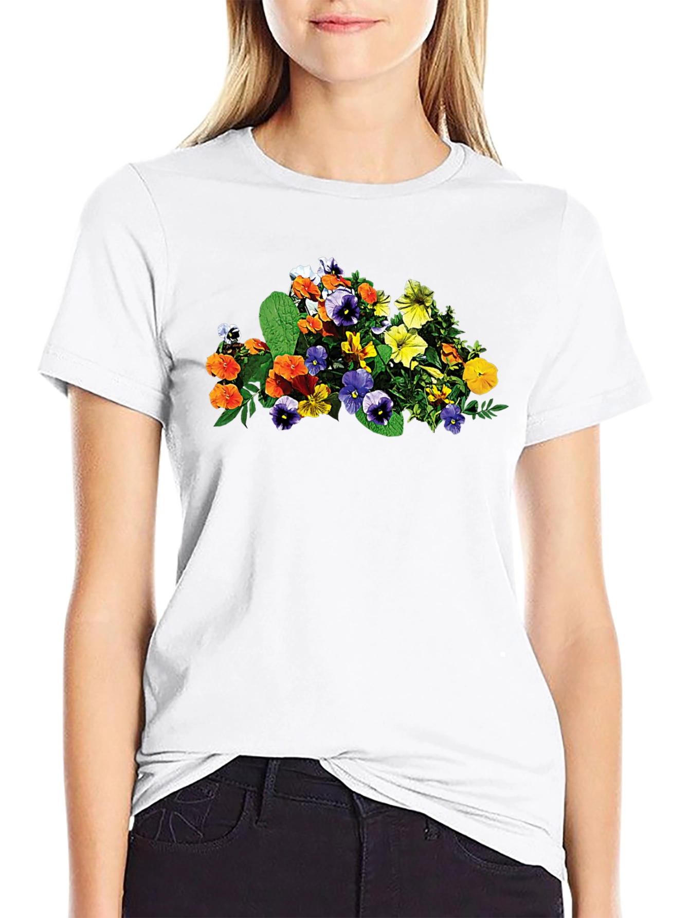 Floral Print Black T-Shirt - Stylish & Comfortable Casual Wear