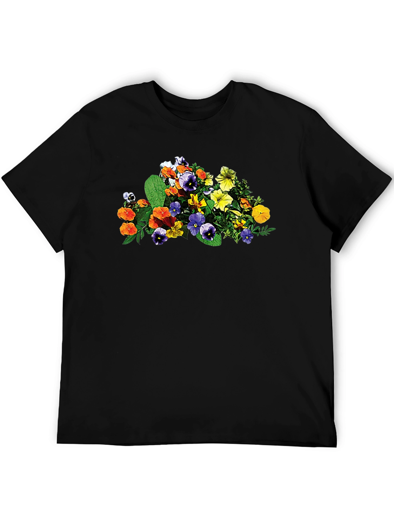 Floral Print Black T-Shirt - Stylish & Comfortable Casual Wear