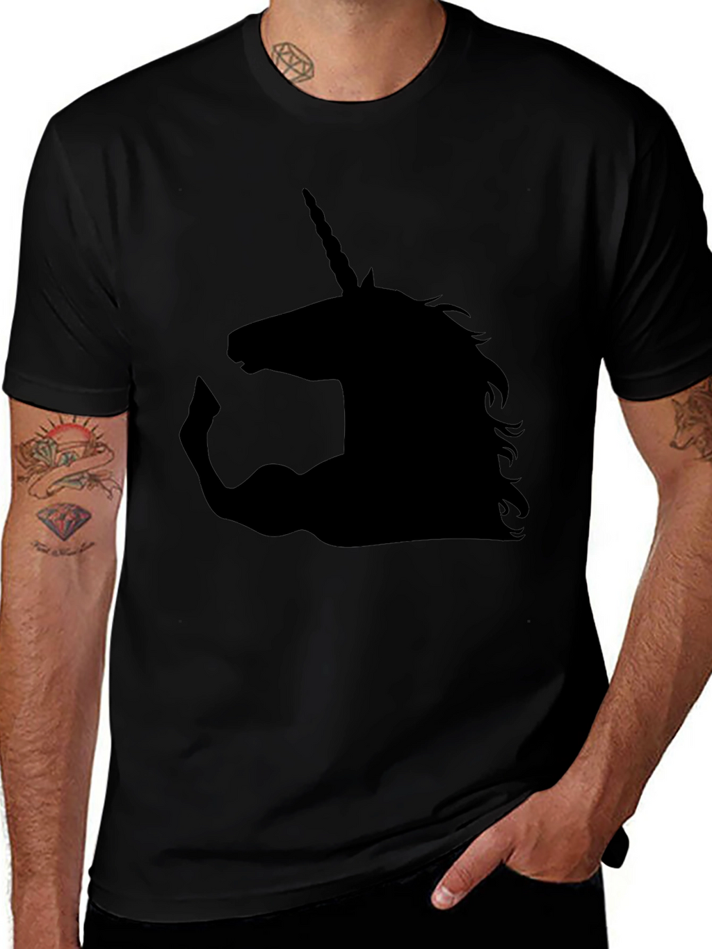 Unicorn Strong Arm T-Shirt - Black