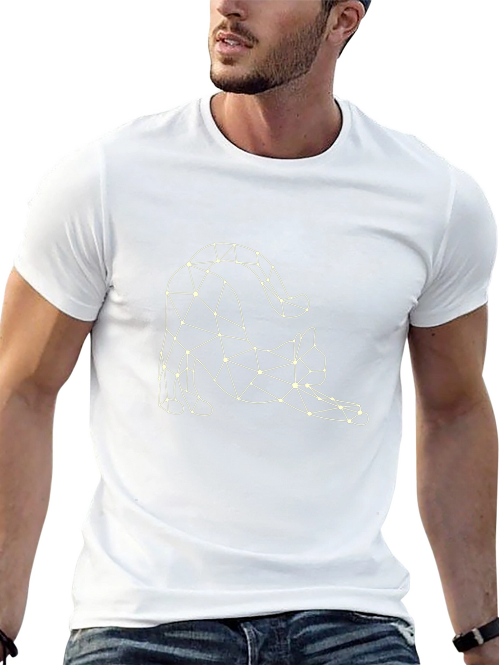 Geometric Cat T-Shirt - Stylish Graphic Tee