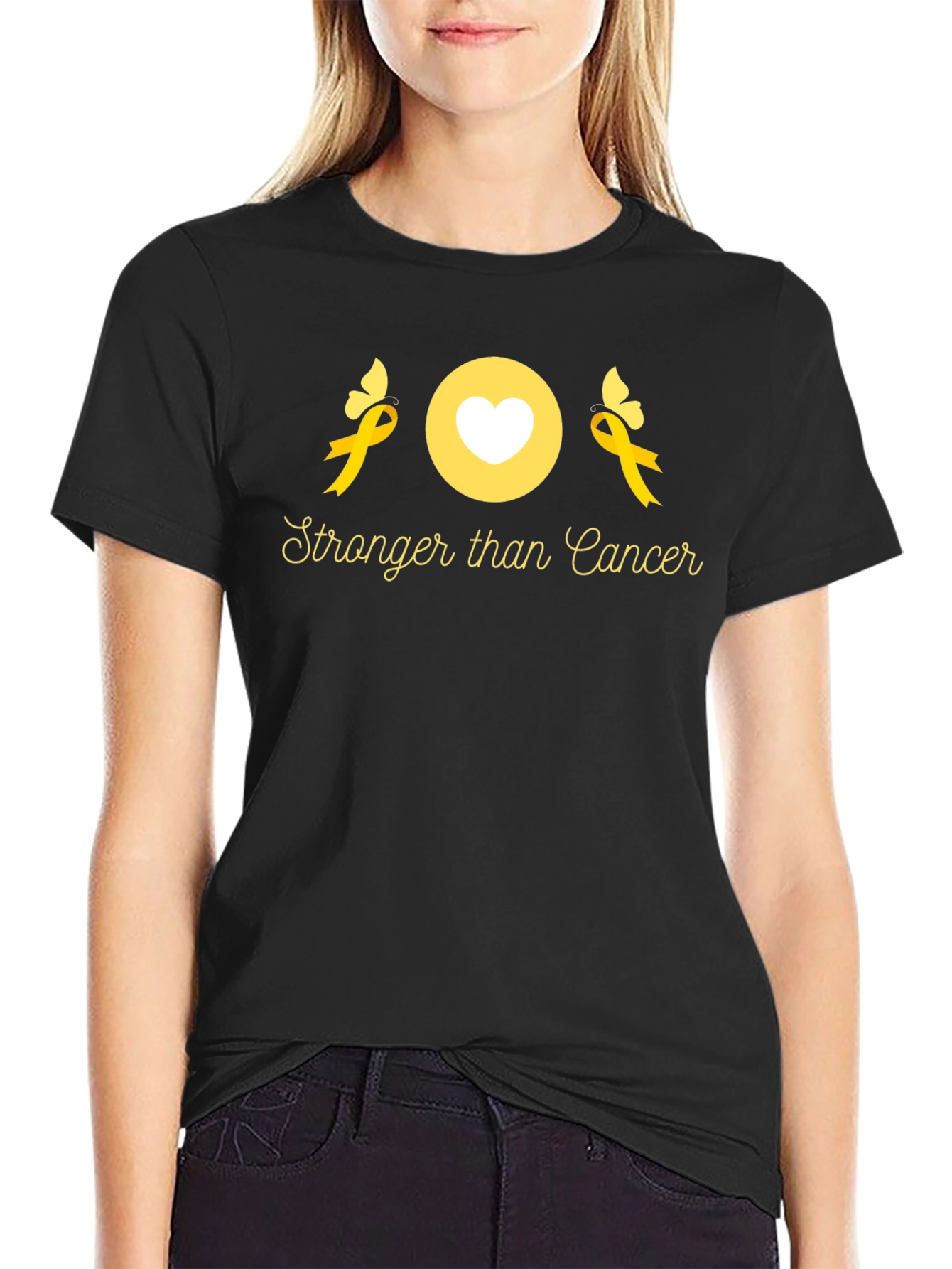 Stronger Than Cancer Awareness Ribbon T-Shirt