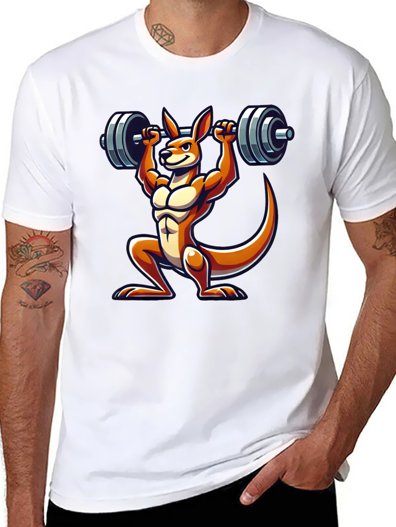 Kangaroo Lifting Barbell Graphic Tee
