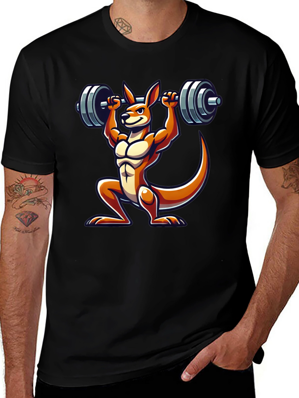 Kangaroo Lifting Barbell Graphic Tee