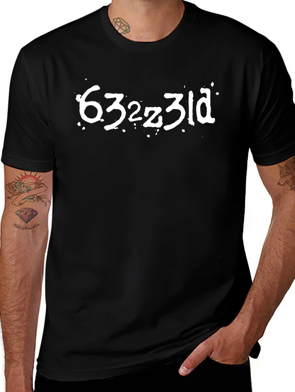 Unique Black T-Shirt with Distressed Lettering
