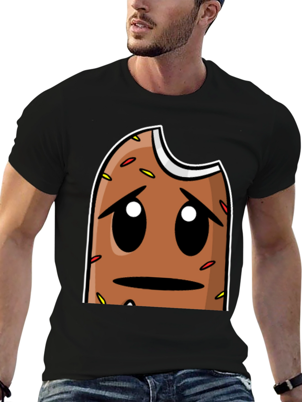 Sad Donut Graphic T-Shirt - Black Comfort Fit