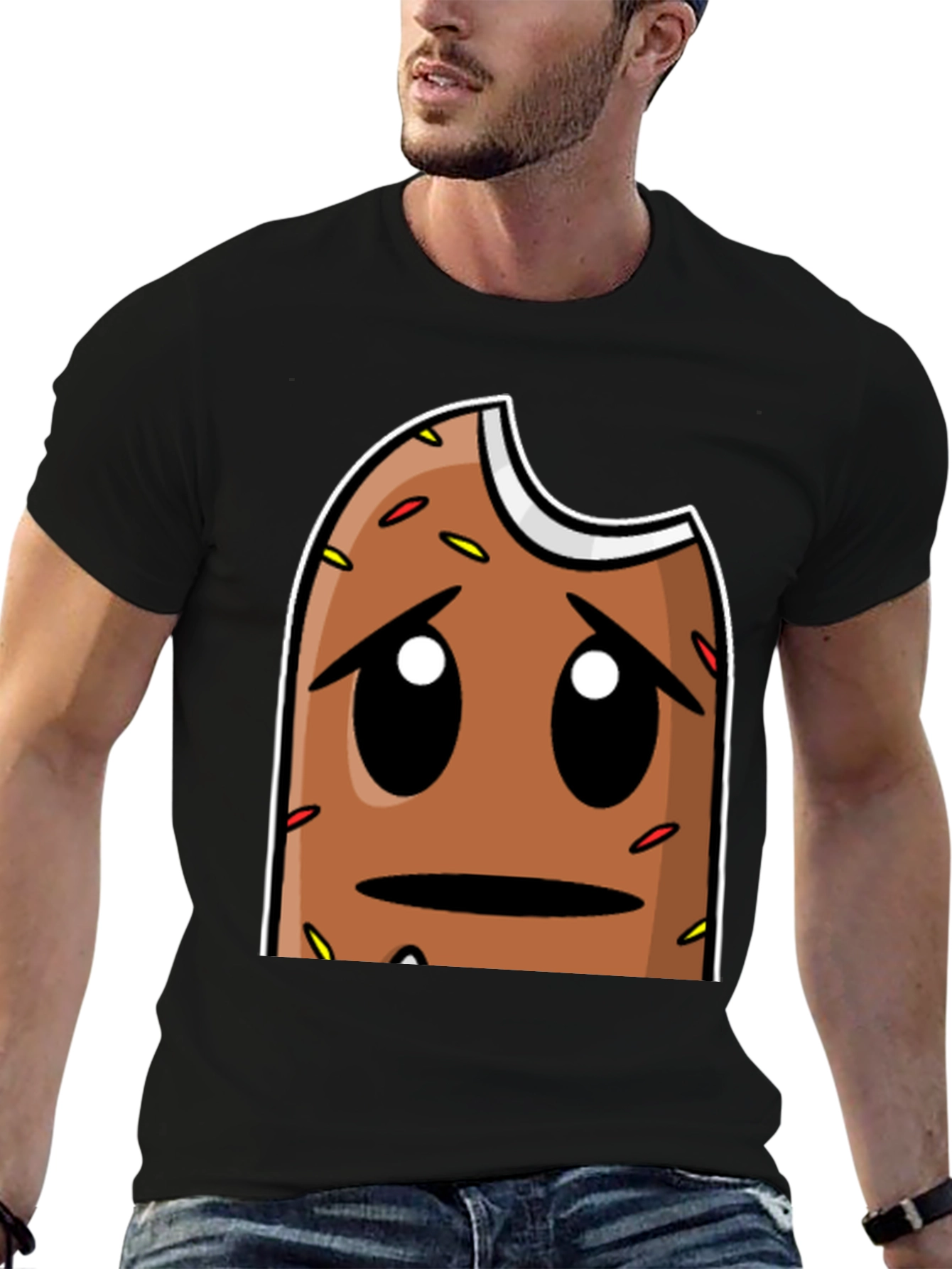 Sad Donut Graphic T-Shirt - Black Comfort Fit