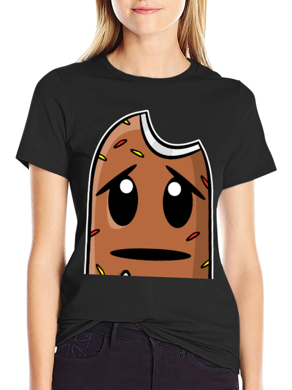 Sad Donut Graphic T-Shirt - Black Comfort Fit