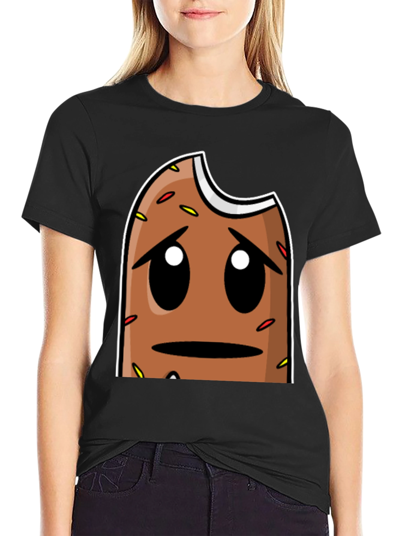 Sad Donut Graphic T-Shirt - Black Comfort Fit
