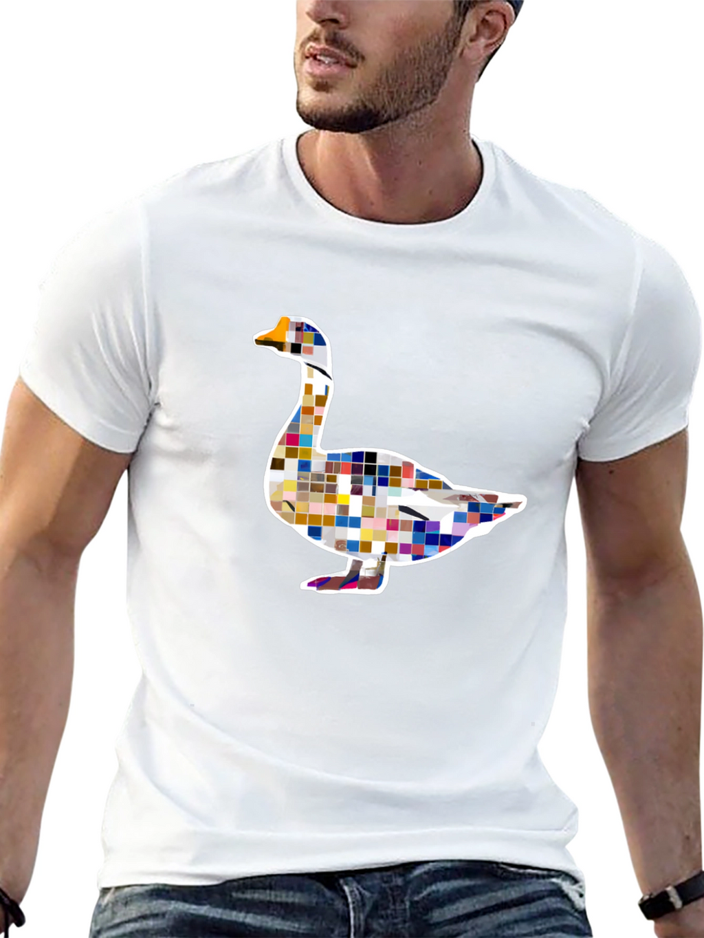 Pixelated Goose Graphic Tee - Modern Art Style