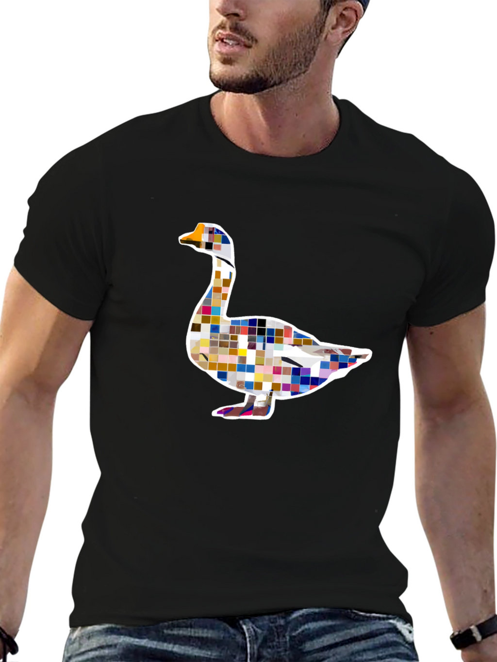 Pixelated Goose Graphic Tee - Modern Art Style