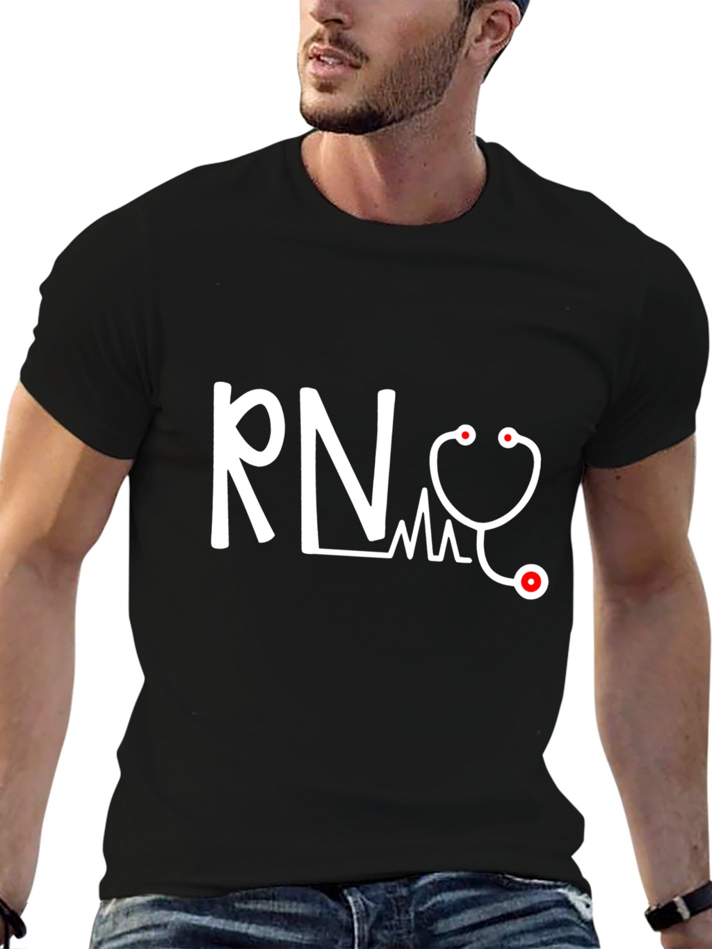 RN Stethoscope Graphic Tee - Medical Professional T-Shirt