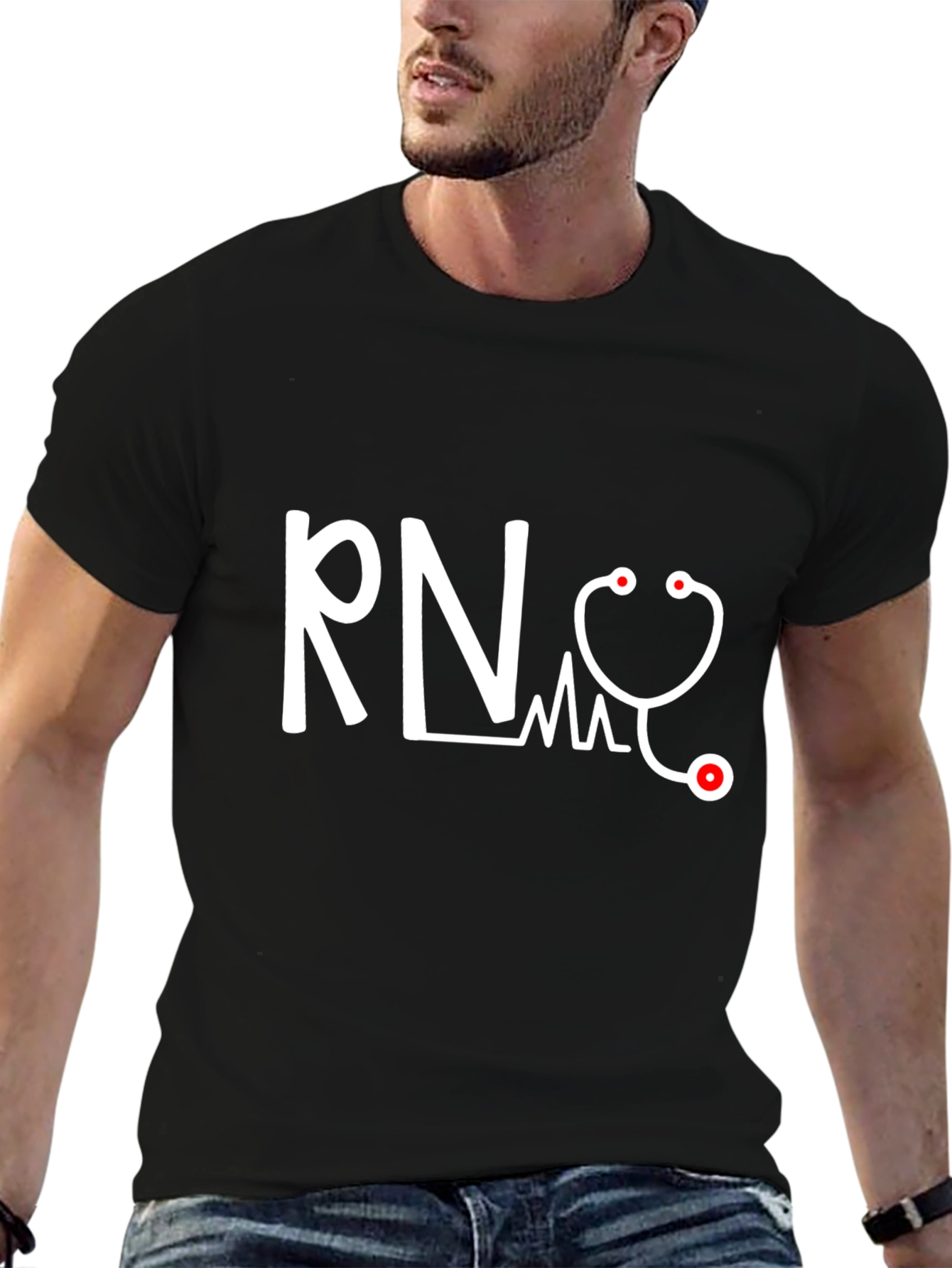 RN Stethoscope Graphic Tee - Medical Professional T-Shirt