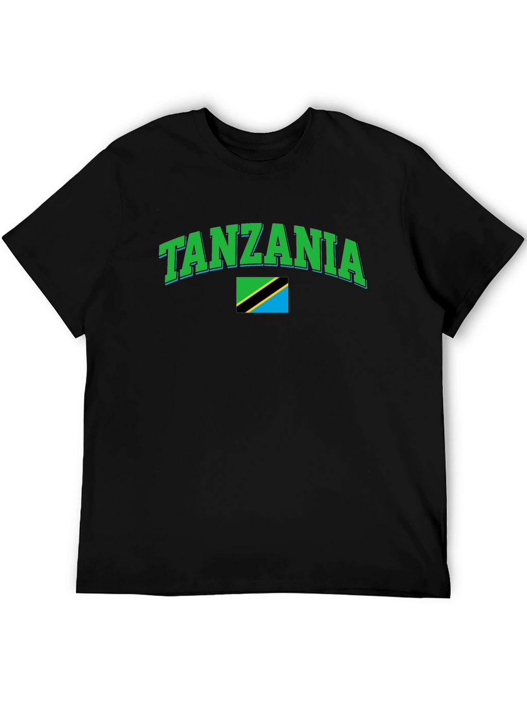 Tanzania Flag Graphic Tee - Black Cotton T-Shirt