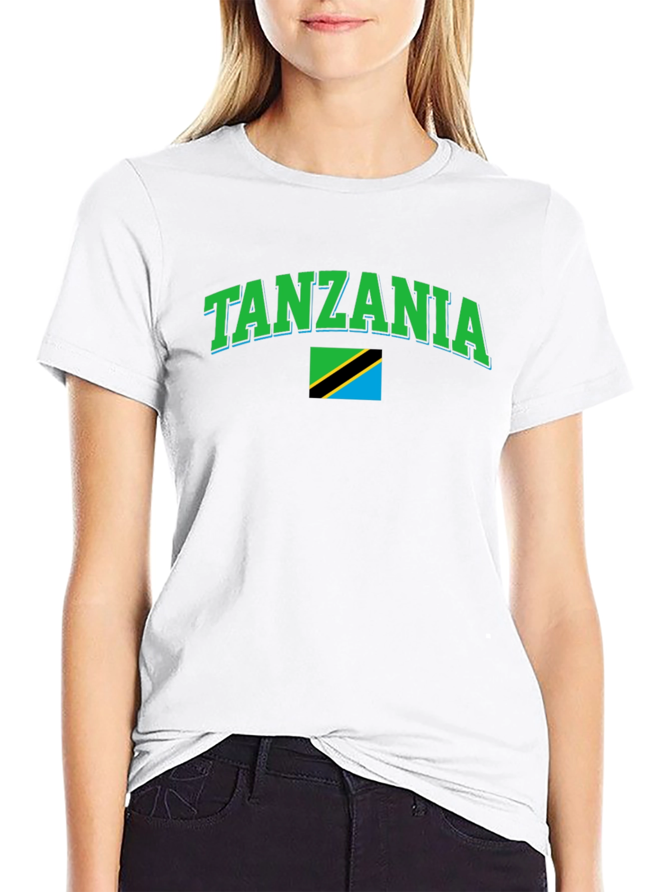 Tanzania Flag Graphic Tee - Black Cotton T-Shirt
