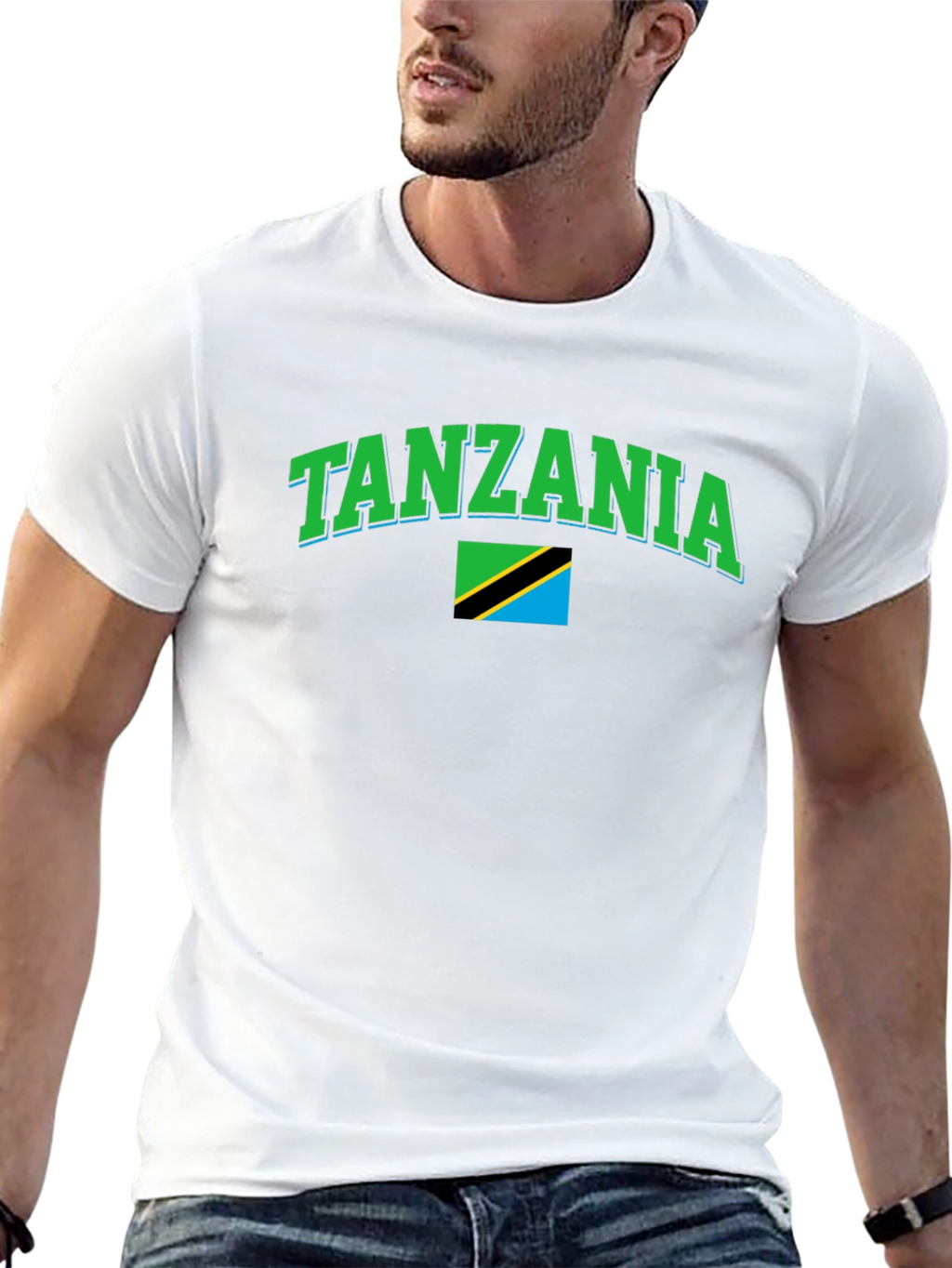 Tanzania Flag Graphic Tee - Black Cotton T-Shirt