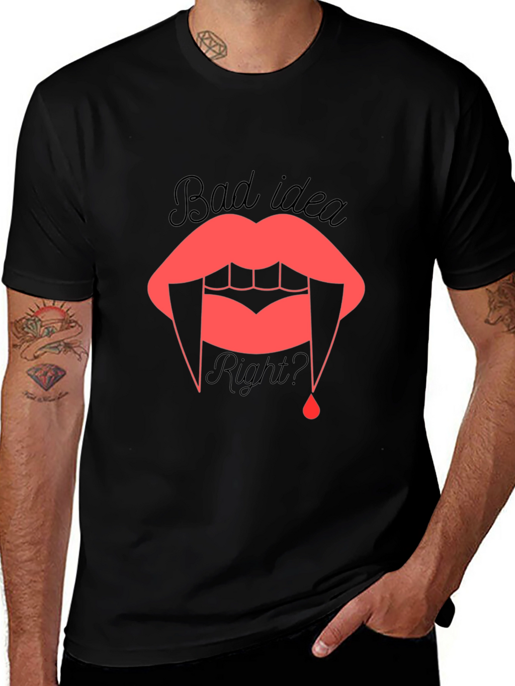 Bad Idea? Vampire Lip Graphic Tee - Black