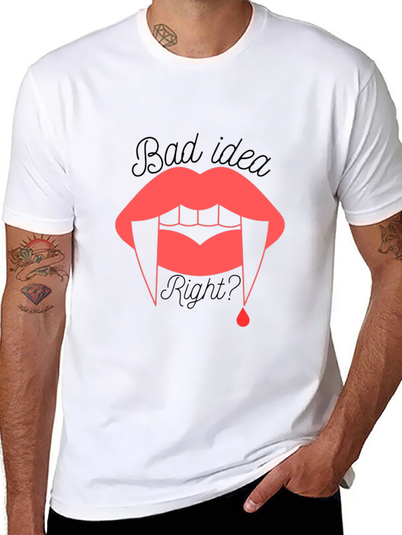 Bad Idea? Vampire Lip Graphic Tee - Black