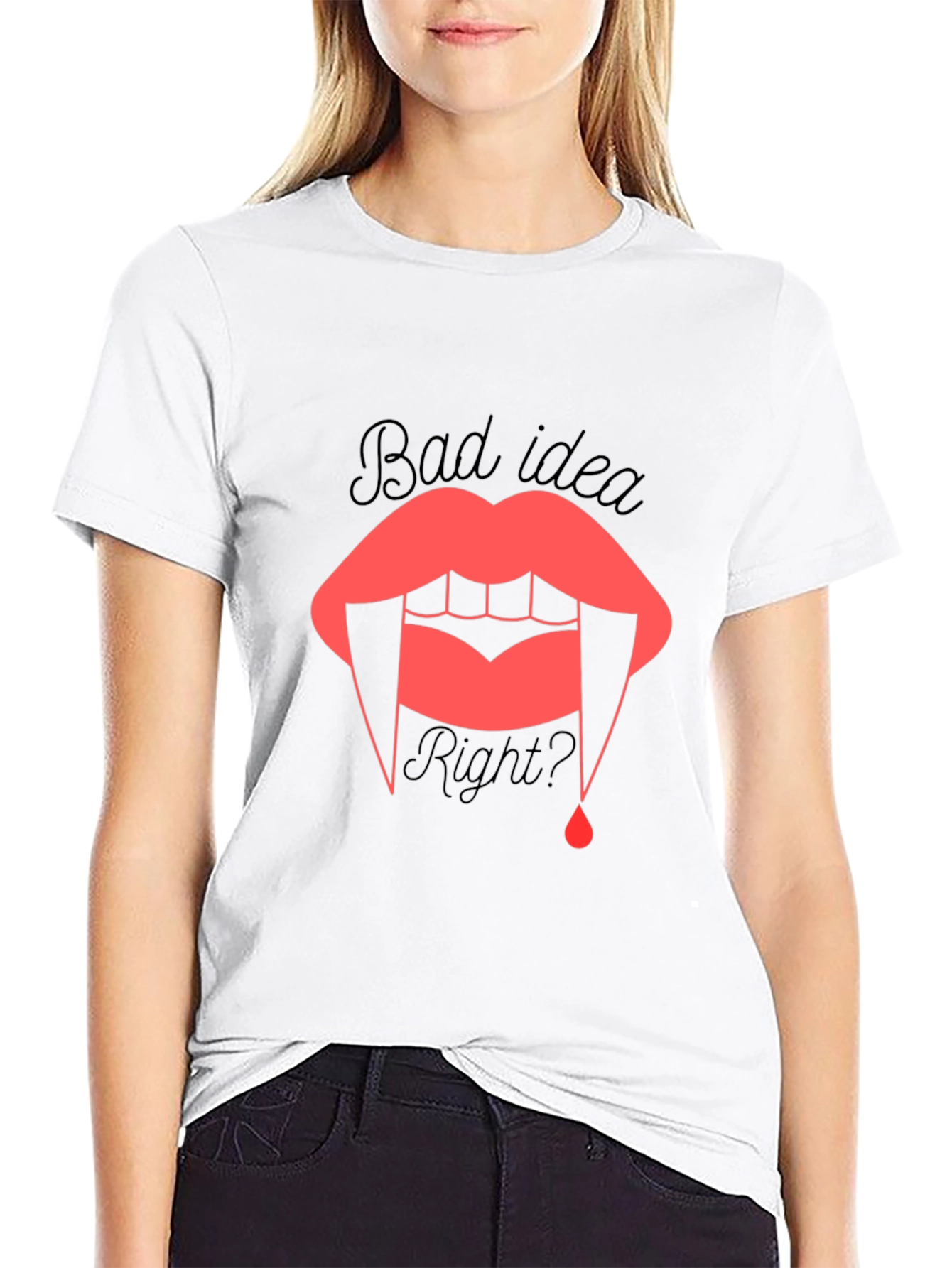 Bad Idea? Vampire Lip Graphic Tee - Black