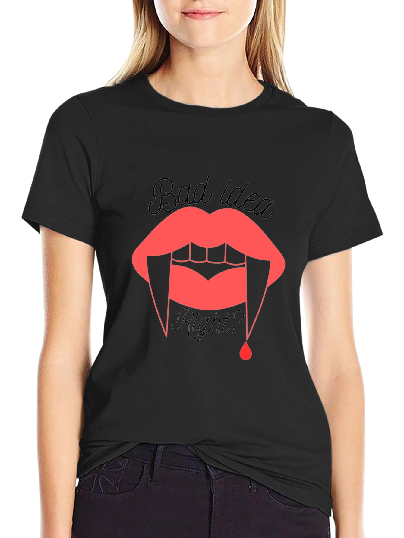 Bad Idea? Vampire Lip Graphic Tee - Black